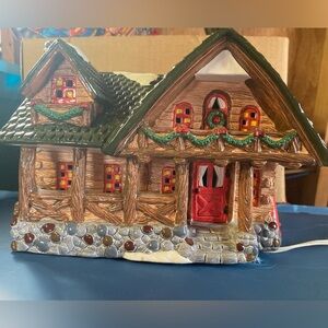 Festive Holiday Log Cabin Christmas Village